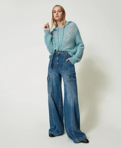 High-Waist-Cargojeans Mit Gürtel