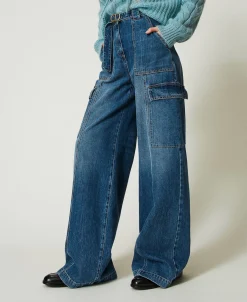 High-Waist-Cargojeans Mit Gürtel