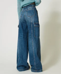High-Waist-Cargojeans Mit Gürtel