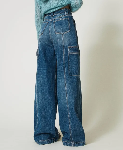 High-Waist-Cargojeans Mit Gürtel