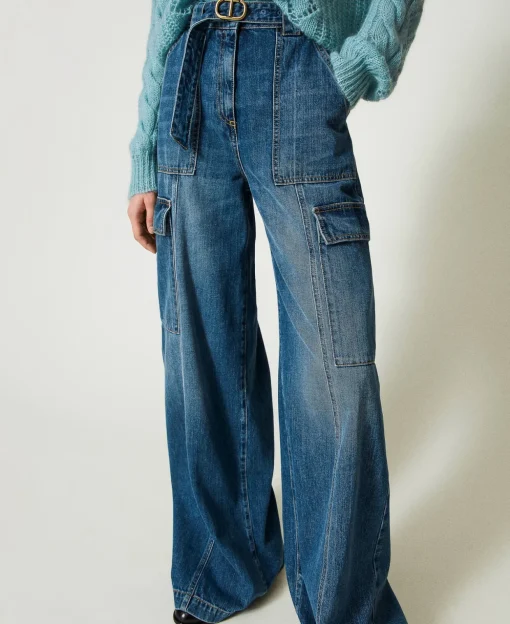 High-Waist-Cargojeans Mit Gürtel