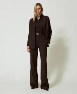 High-Waist-Stretchhose Aus Wolle
