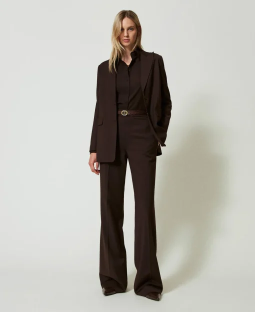 High-Waist-Stretchhose Aus Wolle