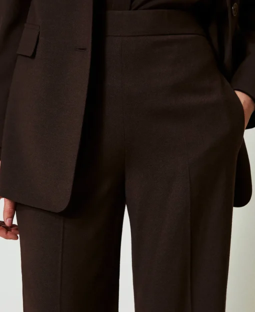 High-Waist-Stretchhose Aus Wolle