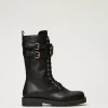 Hohe Schnürstiefelette Aus Leder Mit Oval T