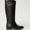 Hoher Stiefel Aus Leder Mit Oval T