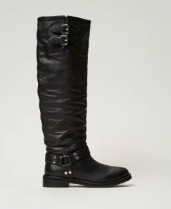 Hoher Stiefel „Darcy“ Aus Leder Mit Riemen