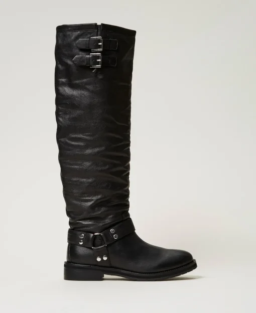 Hoher Stiefel „Darcy“ Aus Leder Mit Riemen