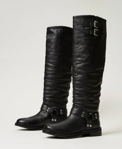 Hoher Stiefel „Darcy“ Aus Leder Mit Riemen