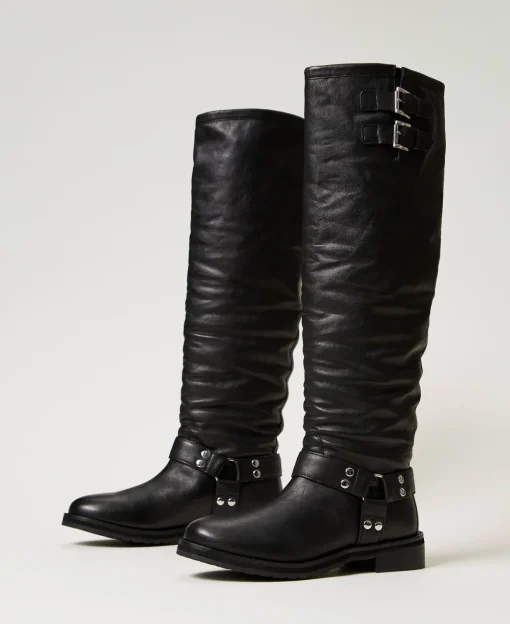 Hoher Stiefel „Darcy“ Aus Leder Mit Riemen