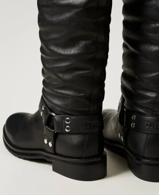 Hoher Stiefel „Darcy“ Aus Leder Mit Riemen