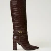 Hoher Stiefel Mit Krokoprägung