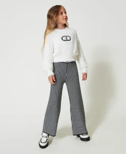Hose Aus Jacquard-Strick Mit Hahnentrittmuster