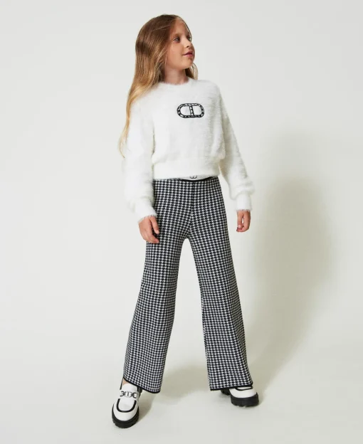 Hose Aus Jacquard-Strick Mit Hahnentrittmuster