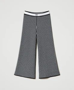 Hose Aus Jacquard-Strick Mit Hahnentrittmuster