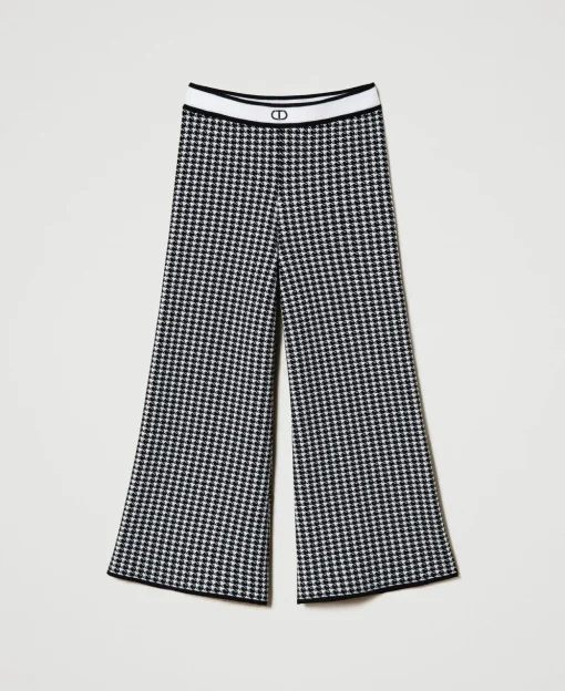 Hose Aus Jacquard-Strick Mit Hahnentrittmuster