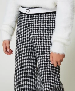 Hose Aus Jacquard-Strick Mit Hahnentrittmuster