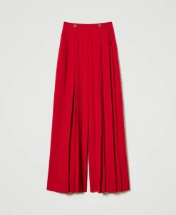 Hose Aus Plissiertem Krepp Mit Knöpfen
