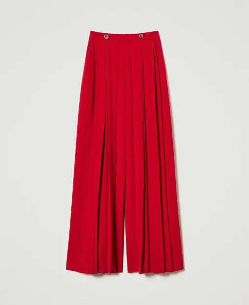 Hose Aus Plissiertem Krepp Mit Knöpfen