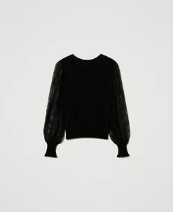 2-in-1-Pullover Mit Ärmeln Aus Spitze