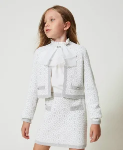 Jacke Aus Jacquard-Strick Mit Oval Ts