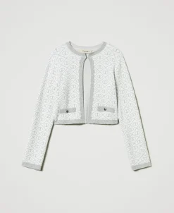 Jacke Aus Jacquard-Strick Mit Oval Ts