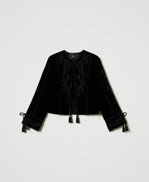 Jacke Aus Samt Mit Stickerei