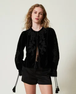 Jacke Aus Samt Mit Stickerei