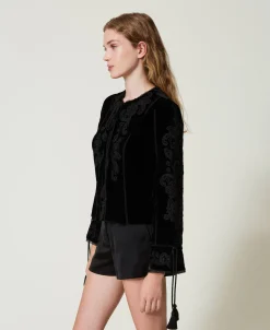 Jacke Aus Samt Mit Stickerei