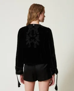 Jacke Aus Samt Mit Stickerei