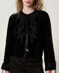 Jacke Aus Samt Mit Stickerei