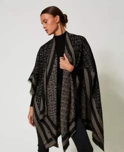 Jacquardponcho Mit Logos