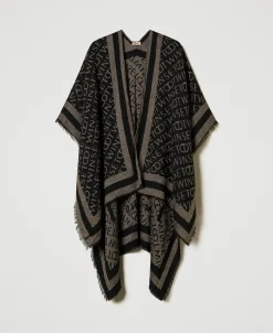 Jacquardponcho Mit Logos