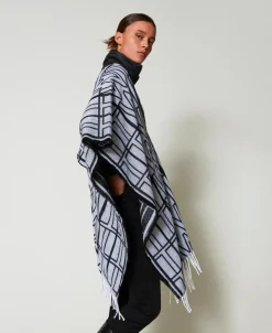 Jacquardponcho Mit Logos