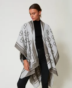 Jacquardponcho Mit Oval Ts