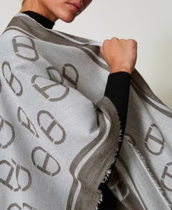 Jacquardponcho Mit Oval Ts