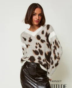 Jacquardpullover Aus Wollmischung Mit Animaldessin