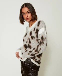 Jacquardpullover Aus Wollmischung Mit Animaldessin