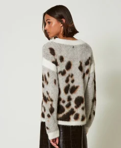 Jacquardpullover Aus Wollmischung Mit Animaldessin