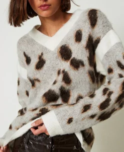 Jacquardpullover Aus Wollmischung Mit Animaldessin