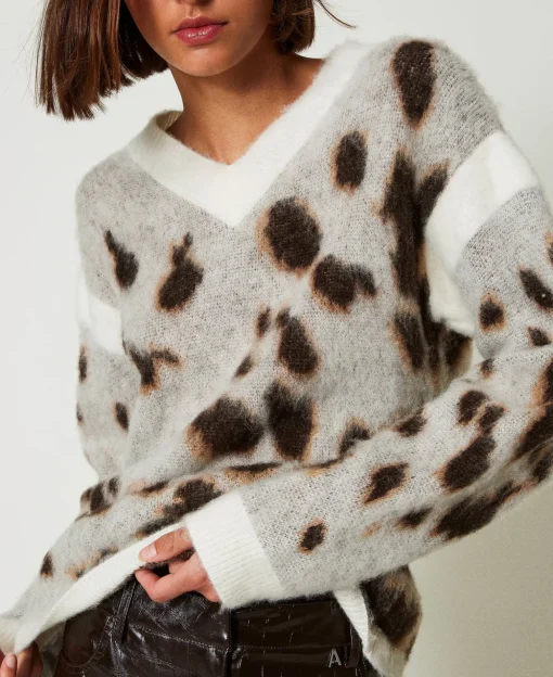 Jacquardpullover Aus Wollmischung Mit Animaldessin
