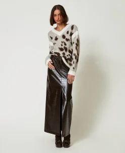 Jacquardpullover Aus Wollmischung Mit Animaldessin