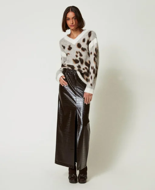 Jacquardpullover Aus Wollmischung Mit Animaldessin