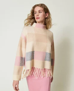 Jacquardpullover Mit Fransen