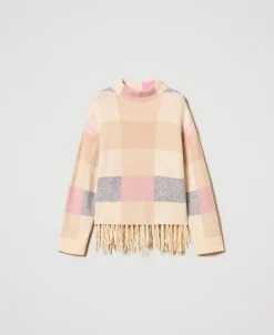 Jacquardpullover Mit Fransen