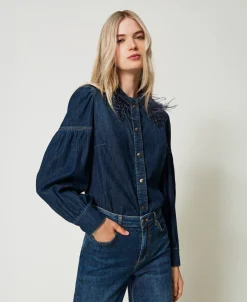 Jeanshemd Mit Federn