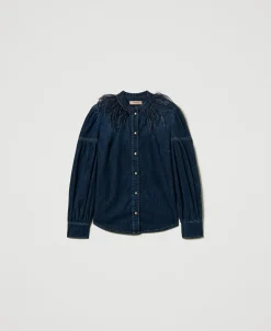 Jeanshemd Mit Federn
