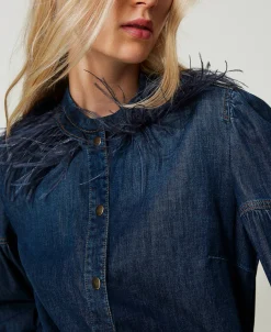 Jeanshemd Mit Federn