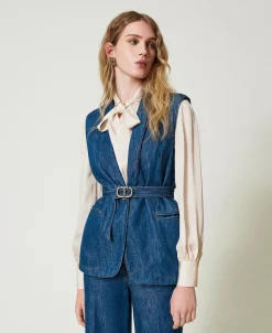 Jeansweste Mit Gürtel