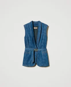 Jeansweste Mit Gürtel